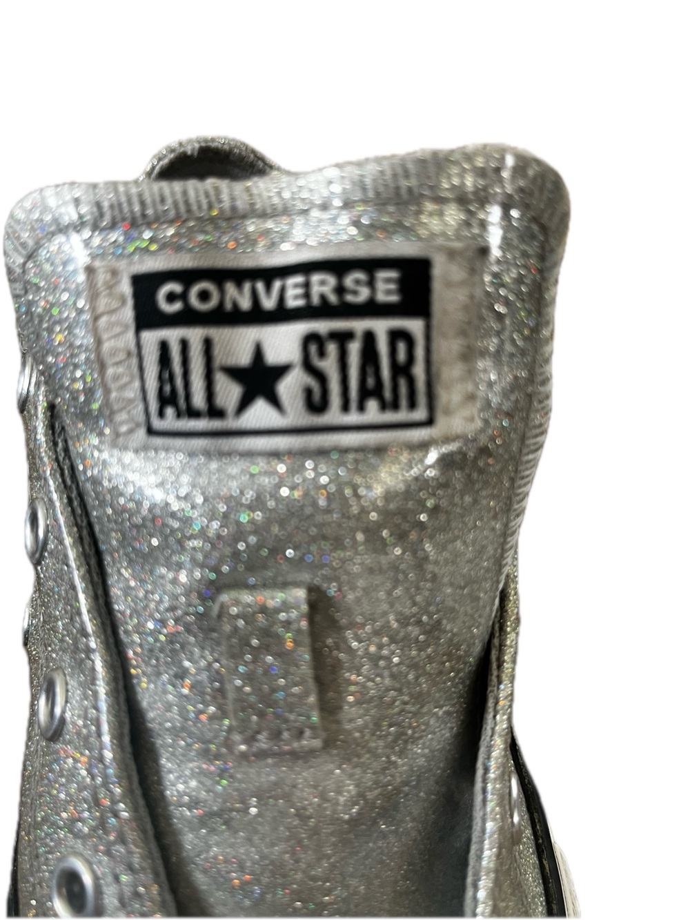 Converse women’s ' All Star Silver Glitter High-Top Sneakers